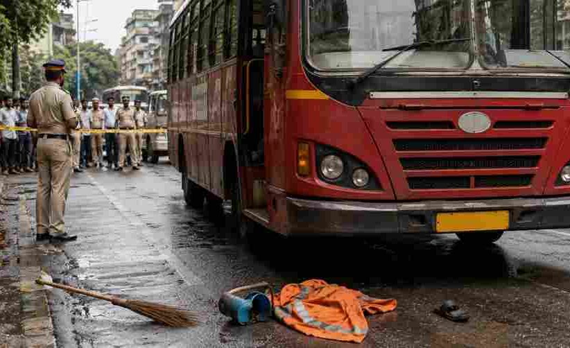 BMC Sanitation Worker Crushed - मुंबई के मुलुंड में सड़क पार कर रही बीएमसी सफाई कर्मचारी को बेस्ट बस ने रौंदा, मौके पर ही दर्दनाक मौत