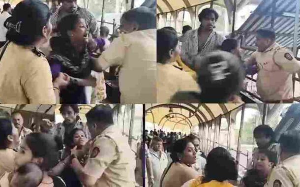 Dombivli Station Hawkers Scuffle - डोंबिवली रेलवे स्टेशन परिसर में पुलिस और फेरीवालों के बीच तीखी झड़प अतिक्रमण हटाने के दौरान बढ़ा तनाव