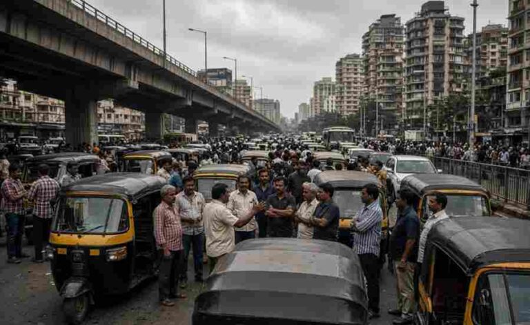 Mumbai Auto Drivers Strike - Auto Drivers Block Kandivli Link Road, Launch 3-Day Strike Over Marathi Language Mandate