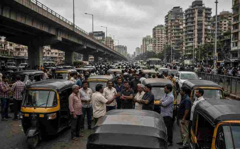 Mumbai Auto Drivers Strike - मुंबई में मराठी भाषा नियम के खिलाफ ऑटो चालकों का फूटा गुस्सा कांदिवली लिंक रोड पर चक्का जाम कर शुरू की 3 दिवसीय हड़ताल