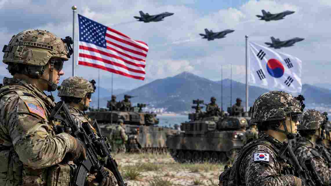 US South Korea Drills - अमेरिका-दक्षिण कोरिया सैन्य अभ्यास शुरू, ट्रम्प ने जताई नाराजगी और सैन्य अभ्यास में कटौती के दिए निर्देश