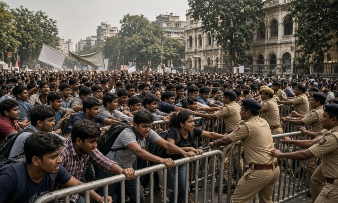 Patna BPSC Protest - पटना में 70वीं बीपीएससी परीक्षा को लेकर फूटा छात्रों का गुस्सा  बैरिकेडिंग तोड़ राजभवन और सीएम आवास की ओर किया कूच