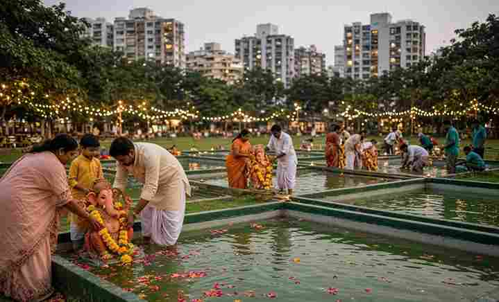 BMC 383 Artificial Immersion Ponds Ganesh Utsav2026 - गणेशोत्सव में पर्यावरण संरक्षण की बड़ी पहल  बीएमसी ने मुंबई भर में बनाए 383 कृत्रिम विसर्जन तालाब वार्ड-वार सूची जारी