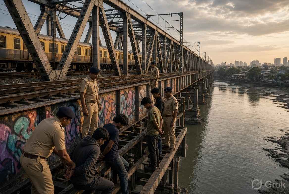 Mumbai Railway Stunts Bhayandar - सोशल मीडिया रील्स के चक्कर में रेलवे पटरियों और गर्डर्स पर लटककर बना रहे थे वीडियो; 1 नाबालिग बाल सुधार गृह भेजा गया।