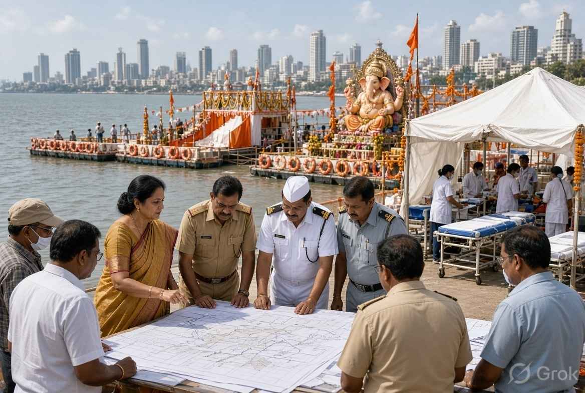 Ganesh Chaturthi 2026 BMC Preparations - मेयर रितु तावड़े ने गणेश मंडलों के साथ की चर्चा; 'श्री गणेश आरोग्याचा' अभियान के तहत महिलाओं की कैंसर स्क्रीनिंग और 6 फीट तक की मूर्तियों का कृत्रिम तालाबों में विसर्जन अनिवार्य।