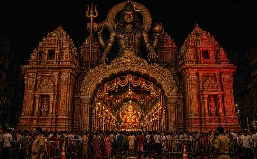 Lalbaugcha Raja Gopuram Pandal Traffic Diversions - दक्षिण भारतीय गोपुरम की भव्यता और भगवान शिव की विशाल प्रतिमा ने मोहा मन लालबागचा राजा के दर्शन के लिए उमड़ी भीड़, मुंबई पुलिस ने जारी की ट्रैफिक एडवाइजरी