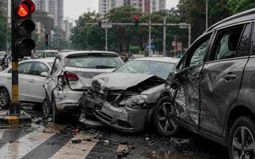 Malad Traffic Signal Car Crash - मुंबई के मलाड में भीषण सड़क हादसा  70 वर्षीय बुजुर्ग ने ट्रैफिक सिग्नल पर 4 वाहनों को मारी टक्कर 1 की मौत  6 घायल