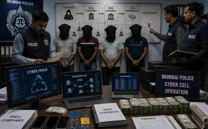 Mumbai Cyber Fraud Gang Busted - फर्जी शेल कंपनियों और म्यूल खातों से करोड़ों की हेराफेरी मुंबई पुलिस ने राजस्थान के साइबर ठग गिरोह के 6 सदस्यों को दबोचा