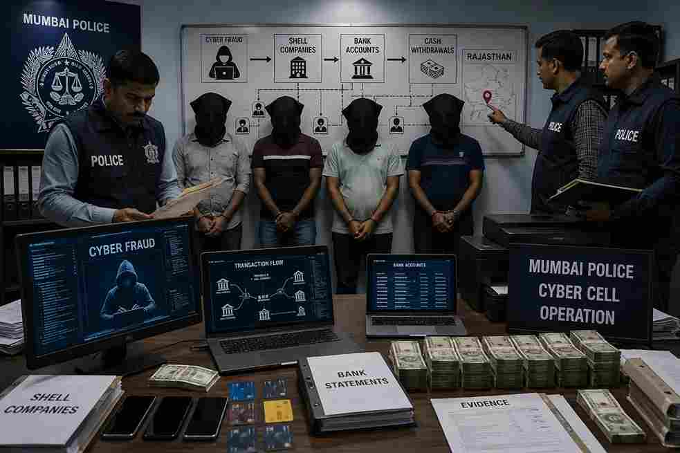 Mumbai Cyber Fraud Gang Busted - फर्जी शेल कंपनियों और म्यूल खातों से करोड़ों की हेराफेरी मुंबई पुलिस ने राजस्थान के साइबर ठग गिरोह के 6 सदस्यों को दबोचा