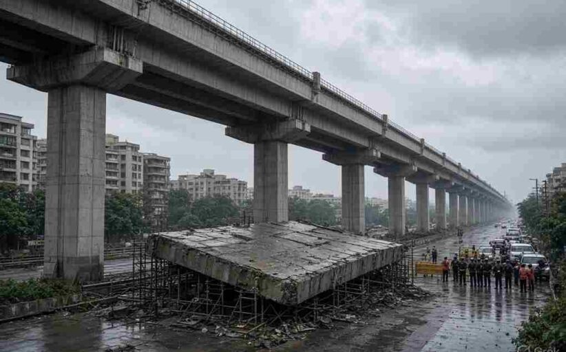 Mumbai Metro Line 9 Cement Slab Accident Kashimira Injury - मुंबई में मेट्रो लाइन 9 के निर्माण कार्य के दौरान गिरा सीमेंट का स्लैब -  काशीमीरा में 23 वर्षीय युवक गंभीर रूप से घायल, 10 दिनों में तीसरा हादसा