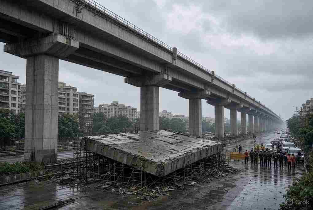 Mumbai Metro Line 9 Cement Slab Accident Kashimira Injury - मुंबई में मेट्रो लाइन 9 के निर्माण कार्य के दौरान गिरा सीमेंट का स्लैब -  काशीमीरा में 23 वर्षीय युवक गंभीर रूप से घायल, 10 दिनों में तीसरा हादसा
