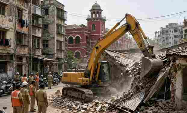 BMC Demolishes Garage Marriage Hall On Fire Station Land - फायर ब्रिगेड की आरक्षित जमीन पर कब्जा कर बनाया था गैरेज और मैरिज हॉल बीएमसी ने बुलडोजर चलाकर किया जमींदोज
